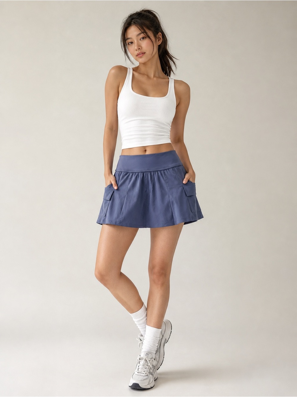 Aerie Blue Active Skort XS Flowy Mini Athletic Cargo Pockets